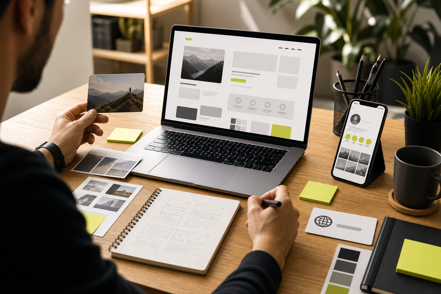 Business owner organizing a digital presence launch